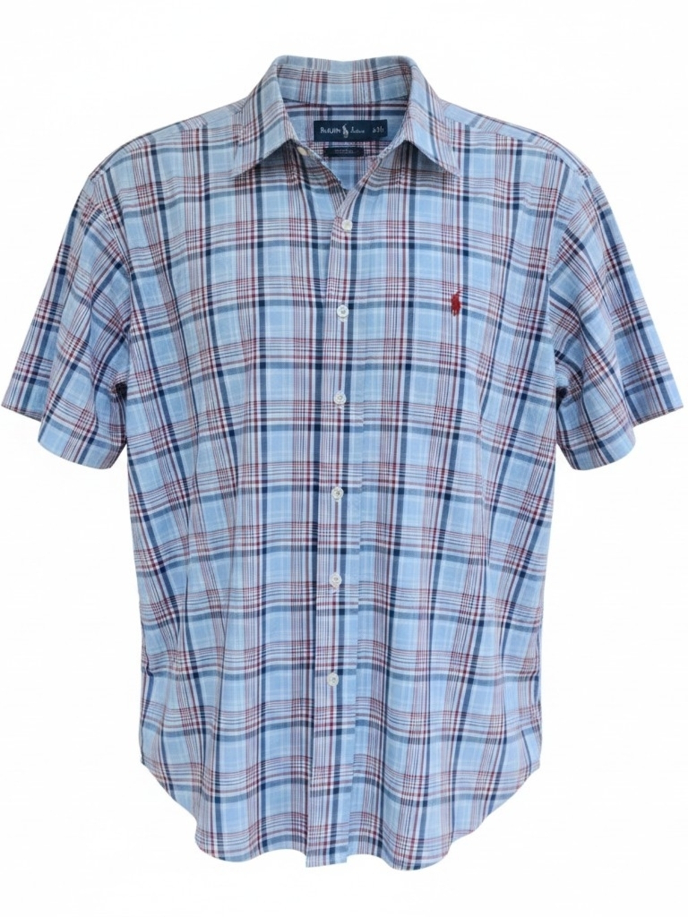 Ralph Lauren Classic Fit Button Down Shirt XXL Red Blue Plaid Short Sleeve